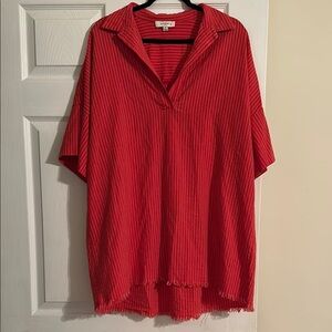 Umgee XL Red Striped Oversized Shirt